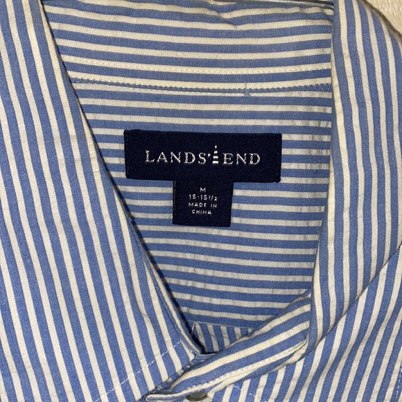 Men’s Medium 100% Linen Land’s End Button Up Tee - Picture 2 of 3